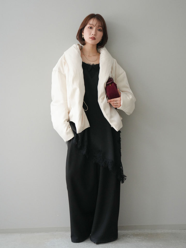 [20%オフ]シャイニーアシンメトリーダウンジャケット/offwhite