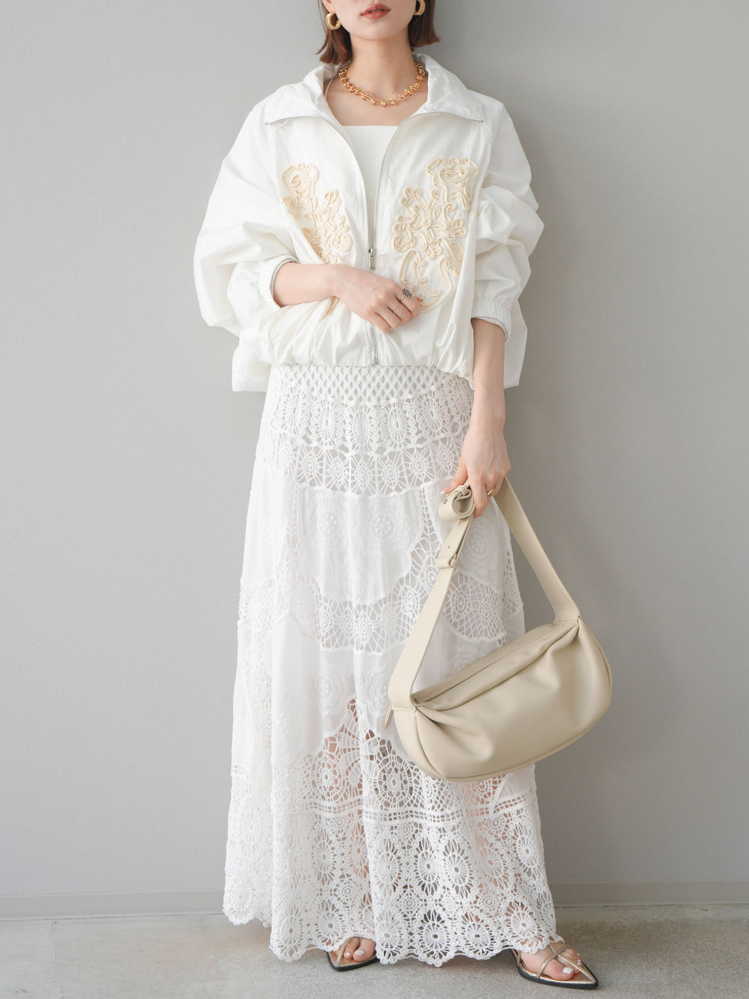 [預購] 鉤針長裙/白色