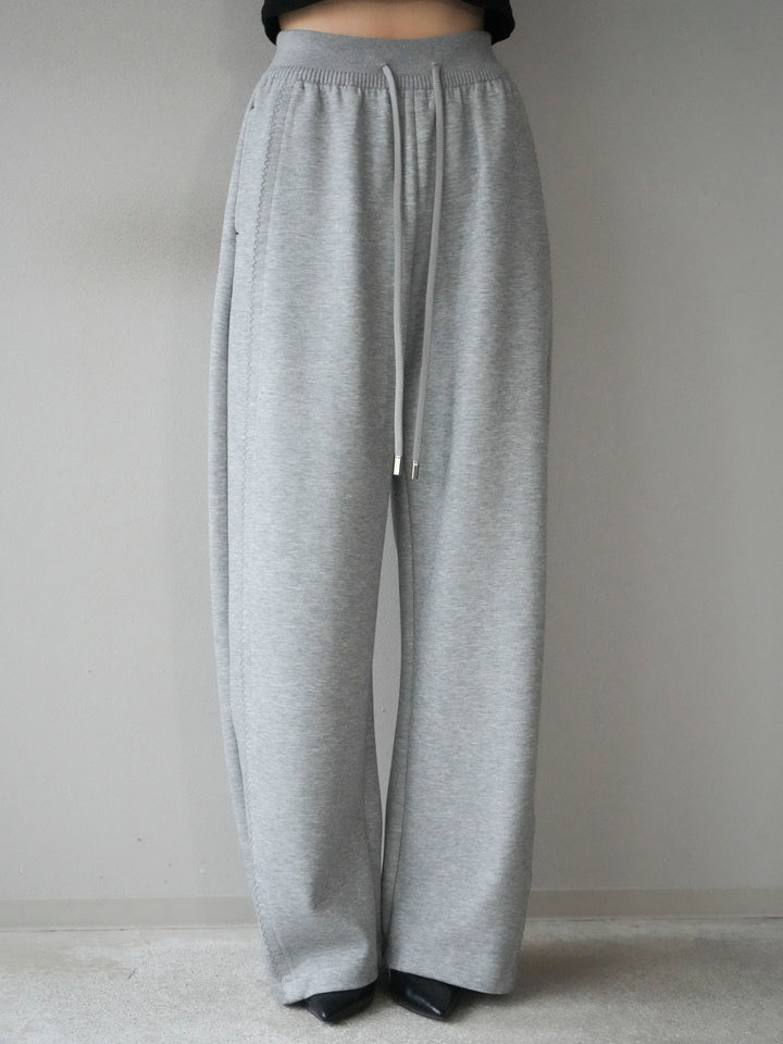 [予約]ステッチデザインウエストリブニットスエットパンツ/lightgray