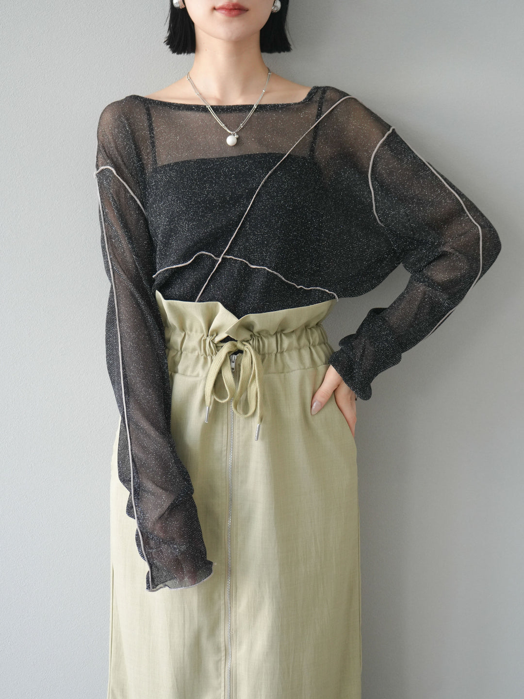 [SET]ラメシアーバイカラーメロープルオーバー+ラメシアーバイカラーメロープルオーバー(2set)