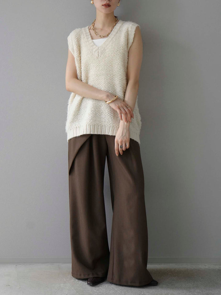 [予約]ループ編みニットベスト/アイボリー