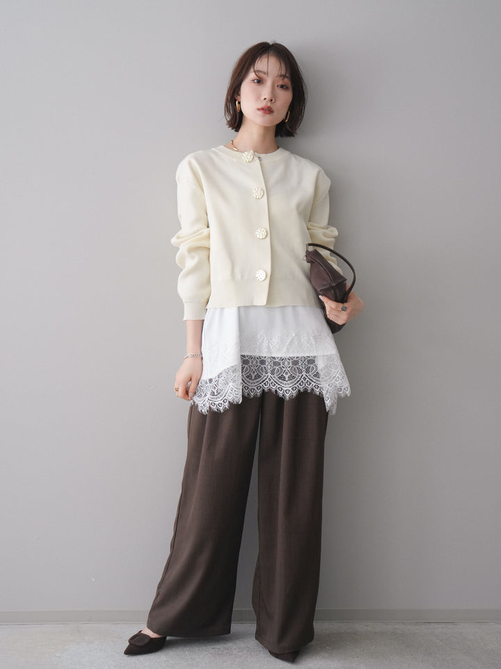 [SET]メタルボタンクルーネックニットカーディガン+選べるアクセセット(2set)