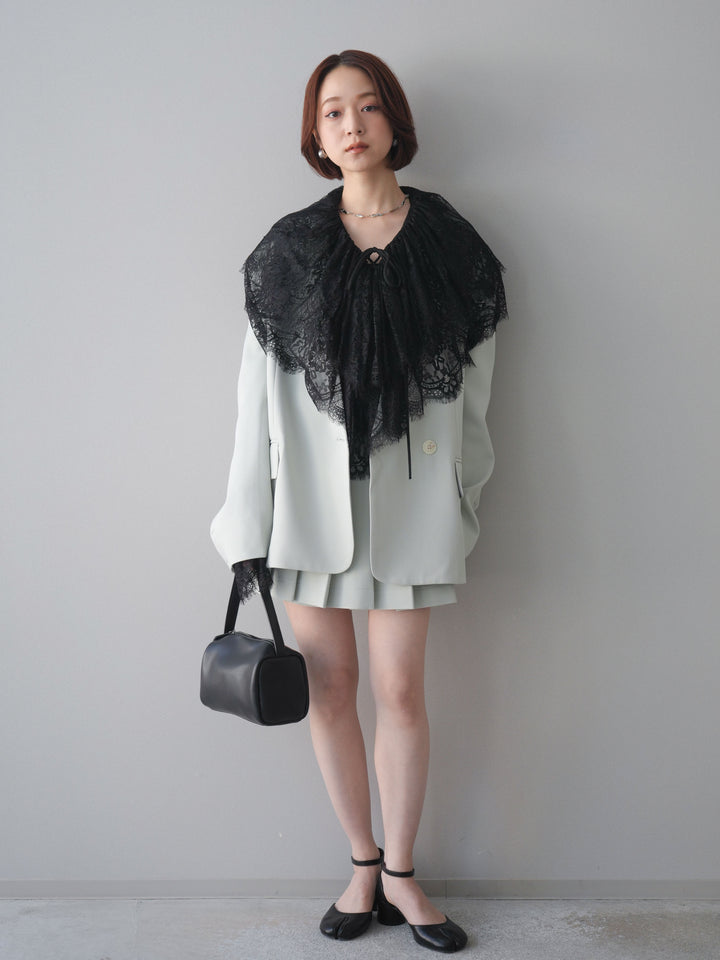 [SET]オーバージャケット＆キュロットSETUP+ビックカラーラッフルレーストップス(2set)