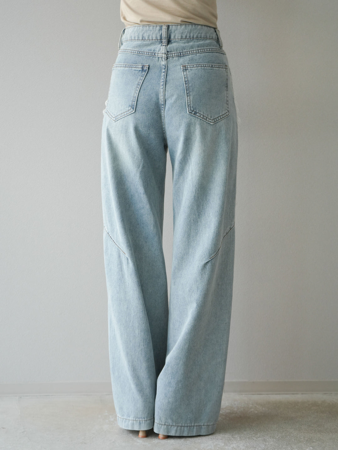 【預購】Line蕾絲牛仔褲/淺藍