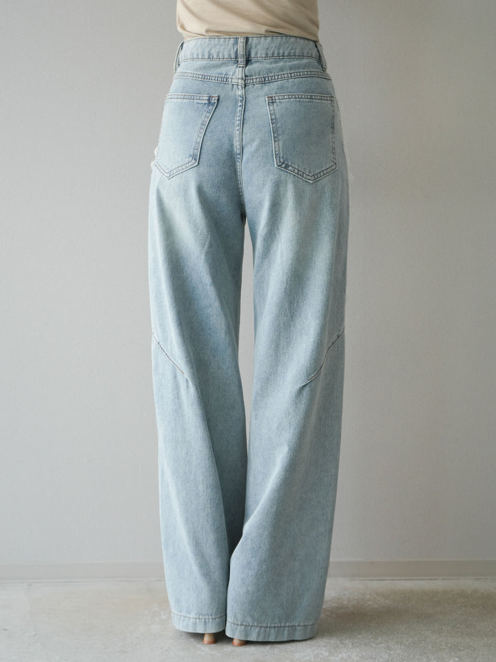 【預購】Line蕾絲牛仔褲/淺藍