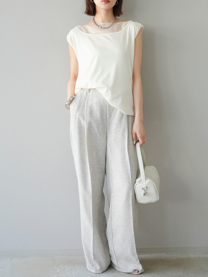 [予約]ミックスツイードタックパンツ/アイボリー