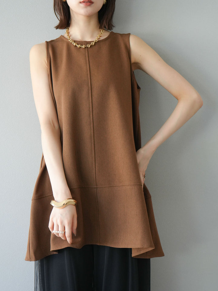 [予約]フレアノースリーチュニック/ブラウン