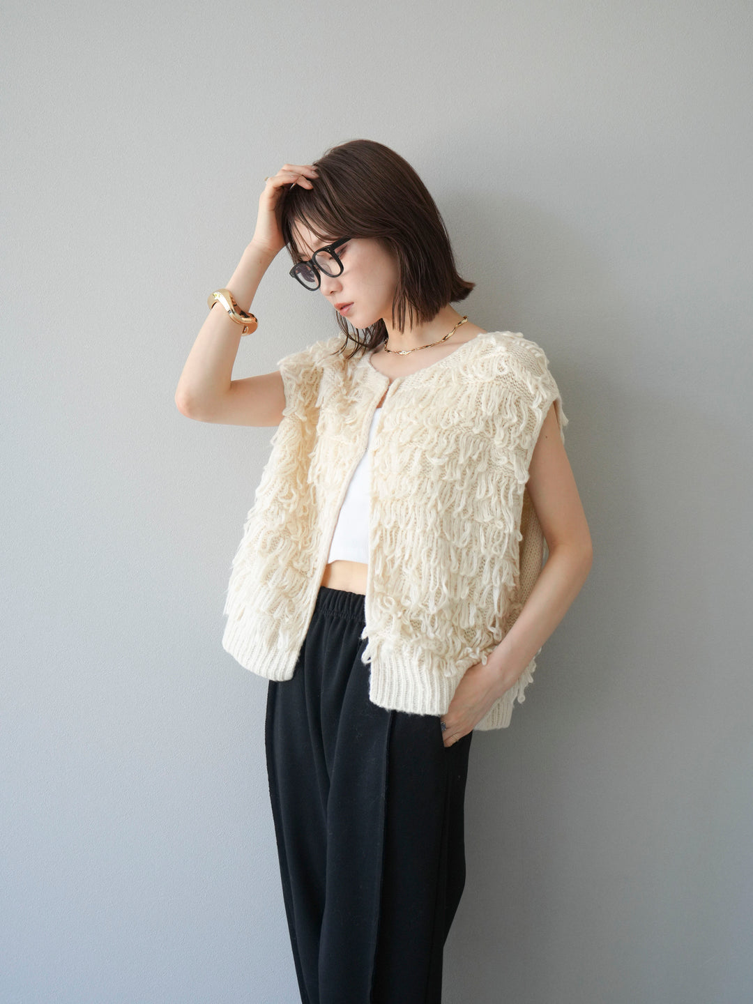 [予約]ループデザインベスト/アイボリー