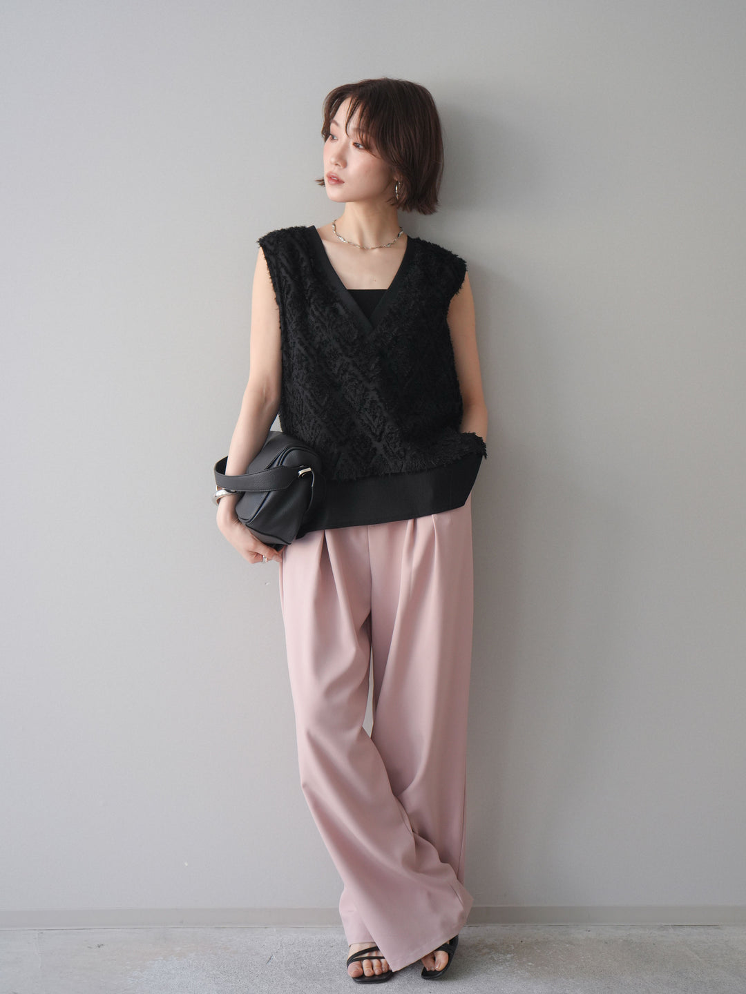 [SET]フリンジレイヤードVネックノースリーブ+フリンジレイヤードVネックノースリーブ(2set)