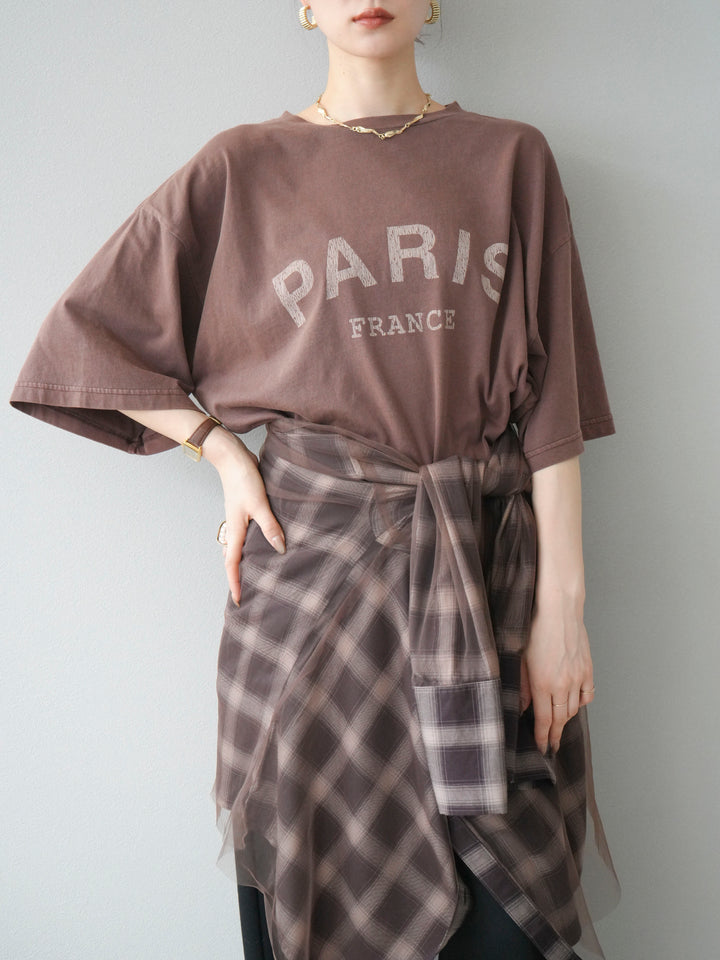 [予約]ピグメントロゴプリントTシャツ/ブラウン