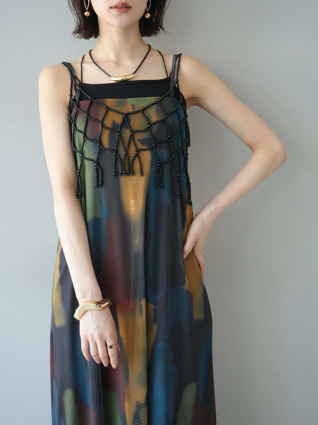 [予約]ビーズビスチェ/チャコール