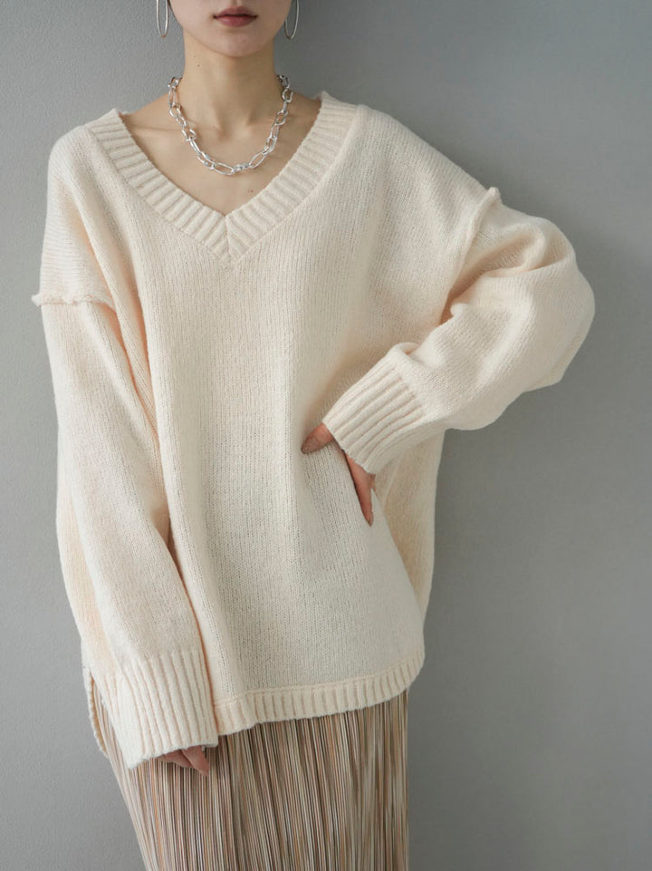 [Pre-order] Round hem over knit pullover/ivory