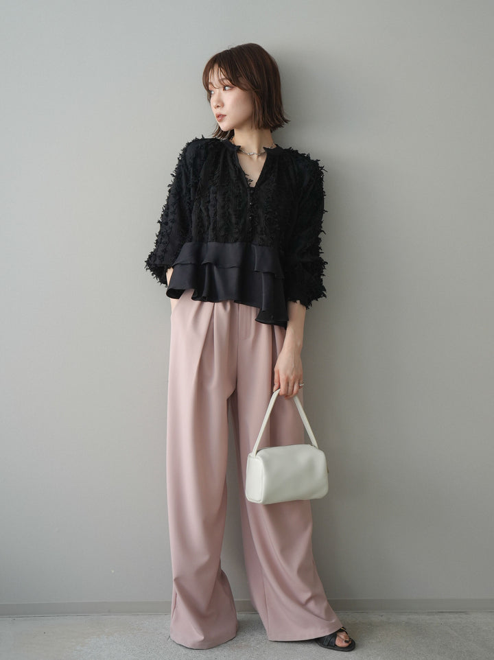 [予約]ベルト付キーホルダーモチーフワイドパンツ/pink