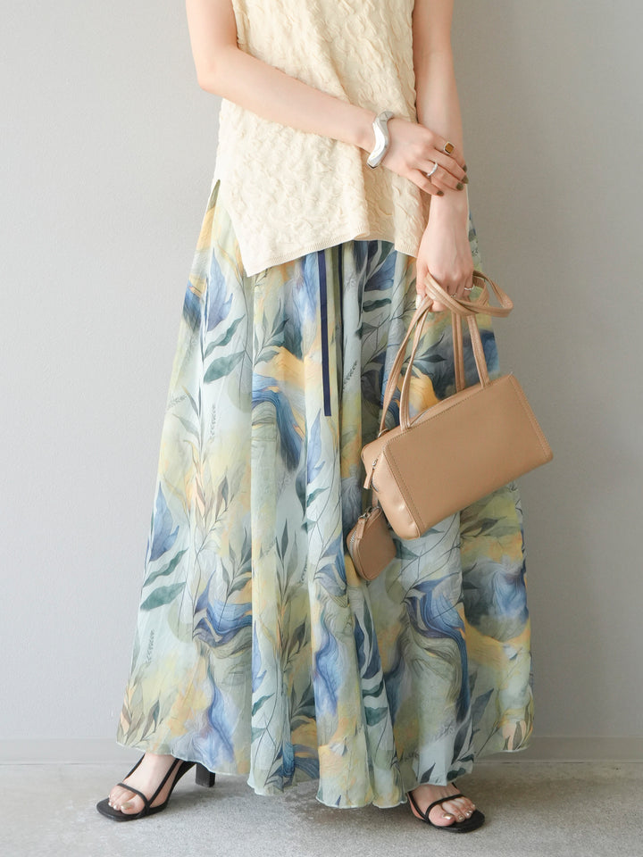 [預購] 什錦印花喇叭裙/B