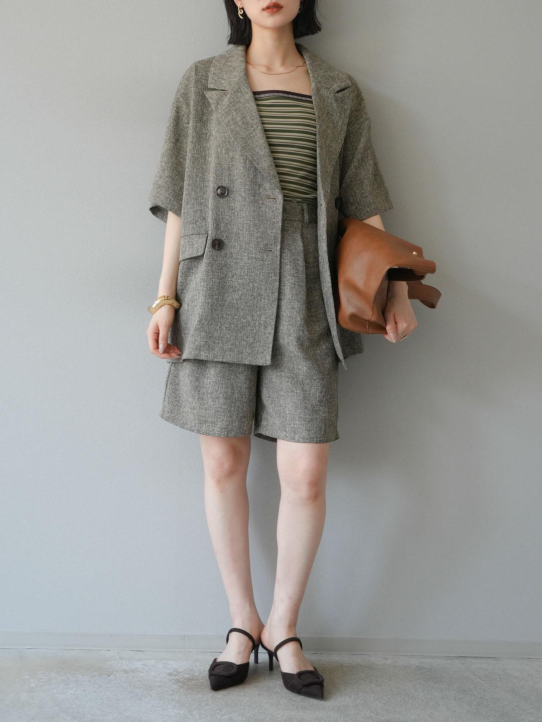 [SET]サマーツイードハーフジャケット+サマーツイードハーフパンツ(2set)