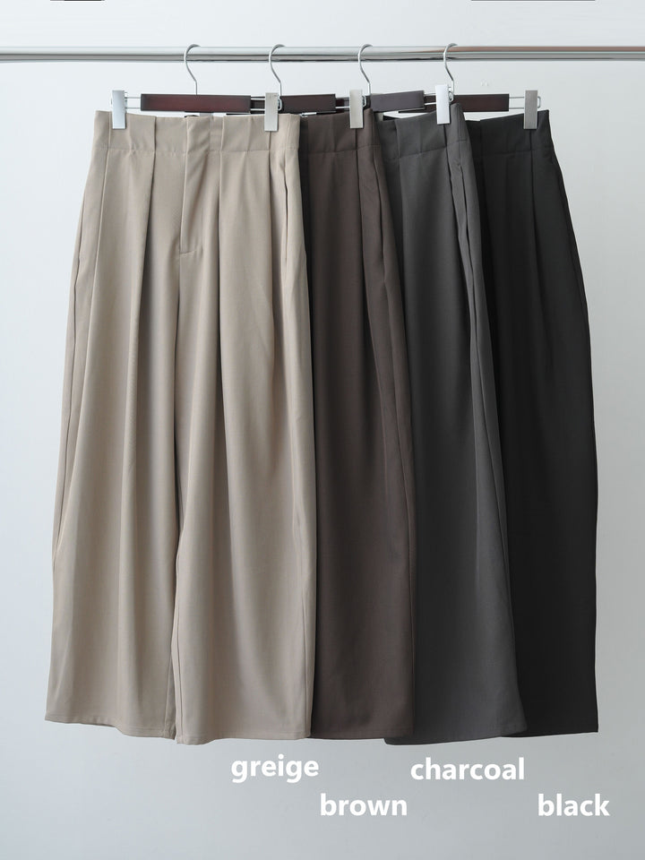 [SET]ストライプフリルシャツ+ツイルタックコクーンパンツ(2set)