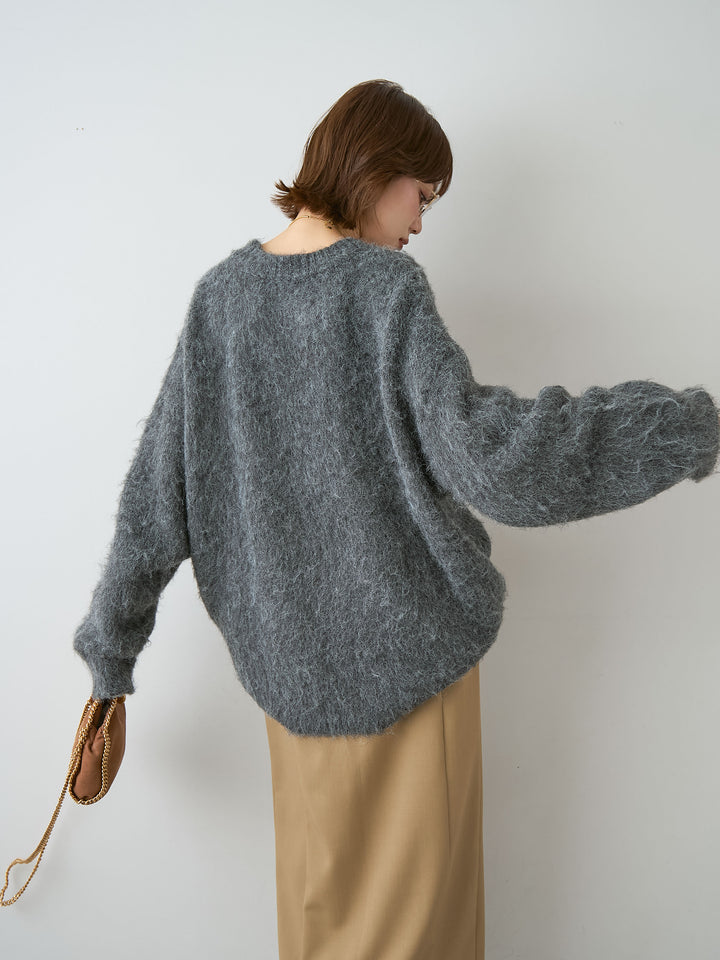 [SET]シャギードッグモチーフニットトップス+クレープデシンフラップ付きストレートスカート(2set)