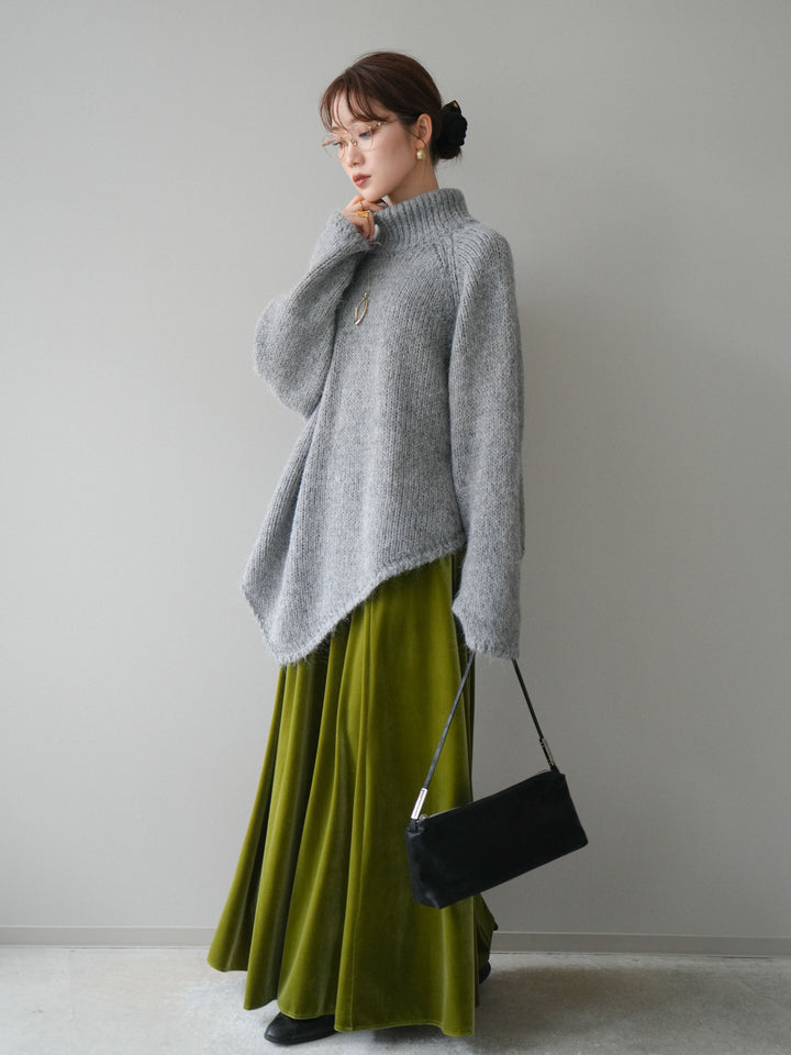 [予約]ベロアフレアスカート/green