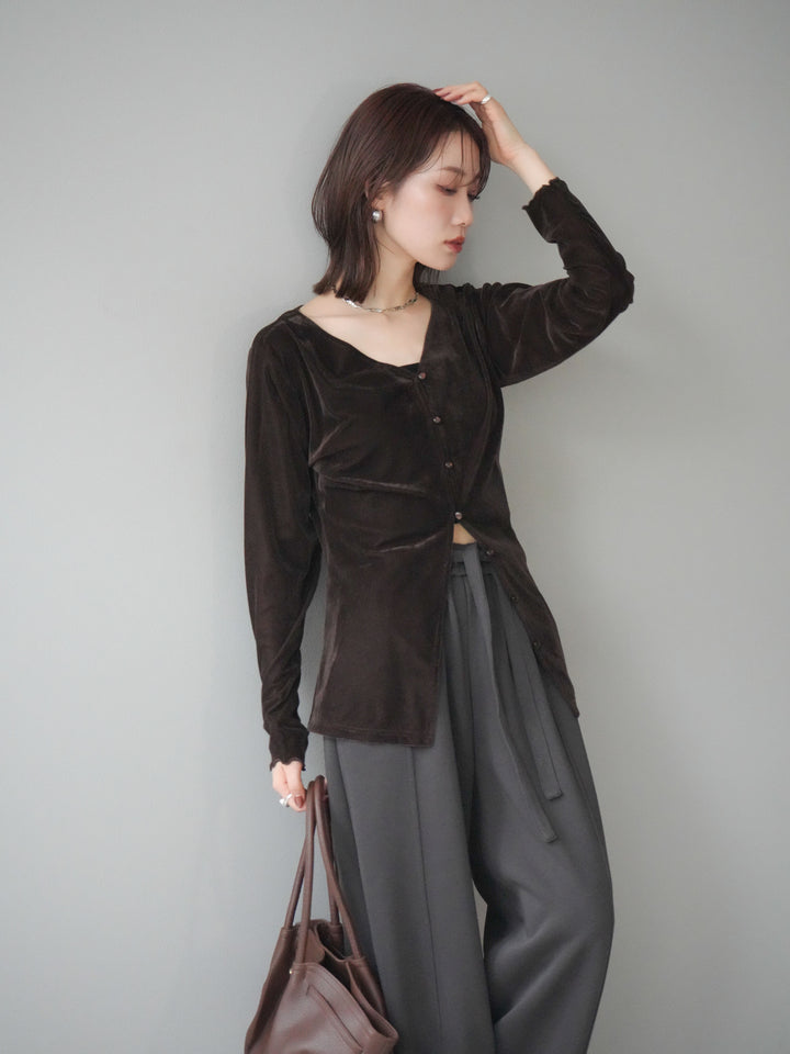 [予約]ベロアカーディガン/brown