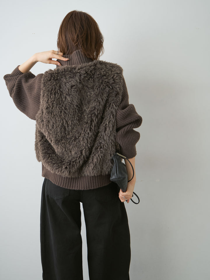 [SET]ファーコンビニットブルゾン+ナポレオンコットンカーブパンツ(2set)