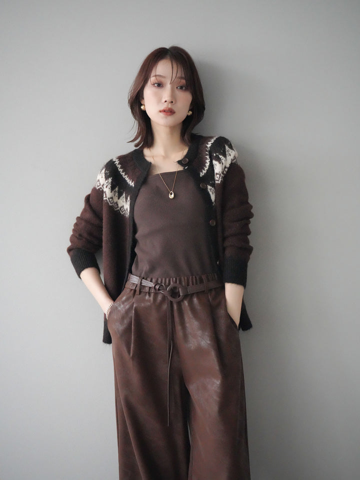 [予約]ノルディック柄ニットカーディガン/brown