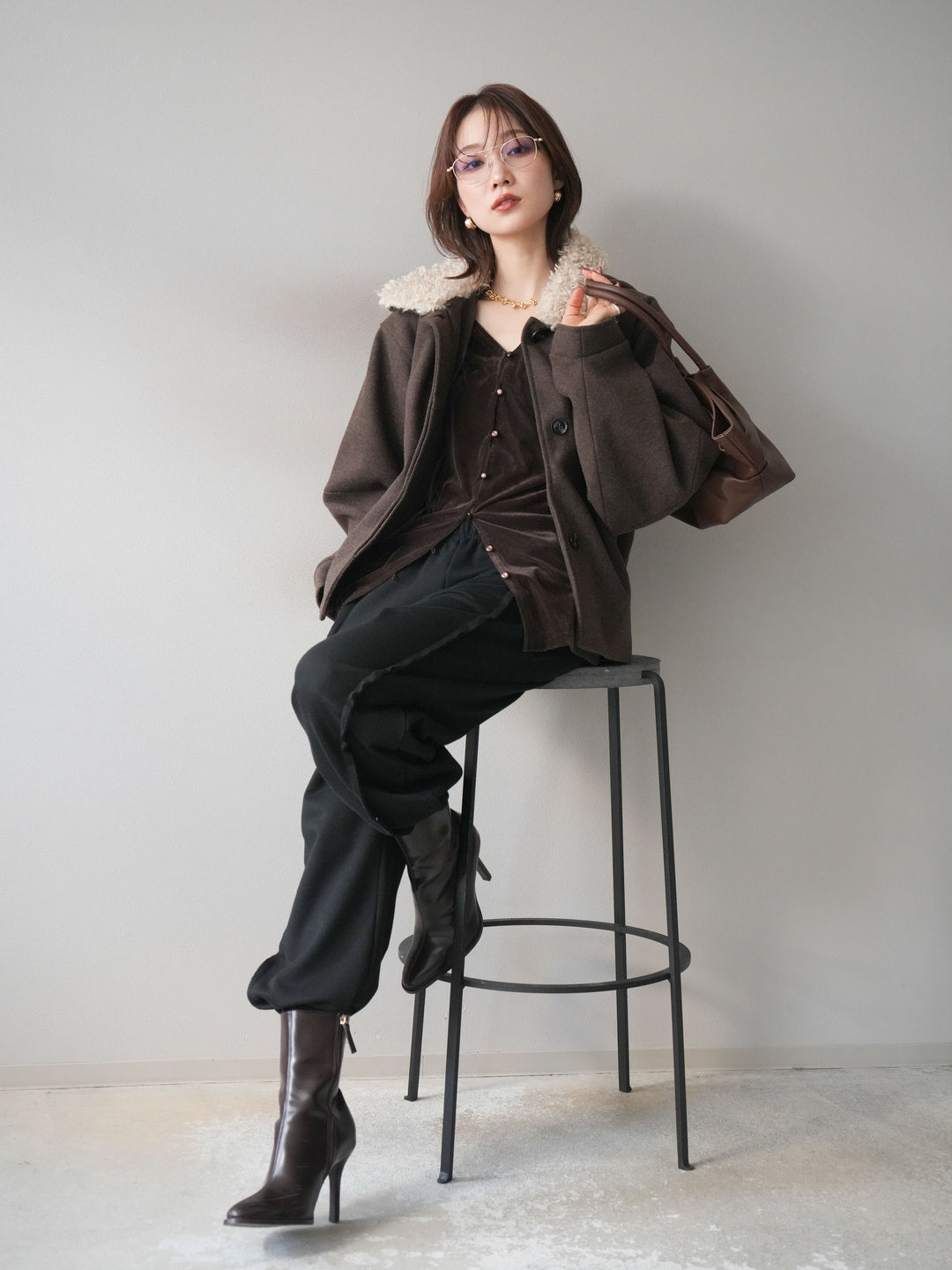 [予約]ロービングボアえりブルゾン/brown