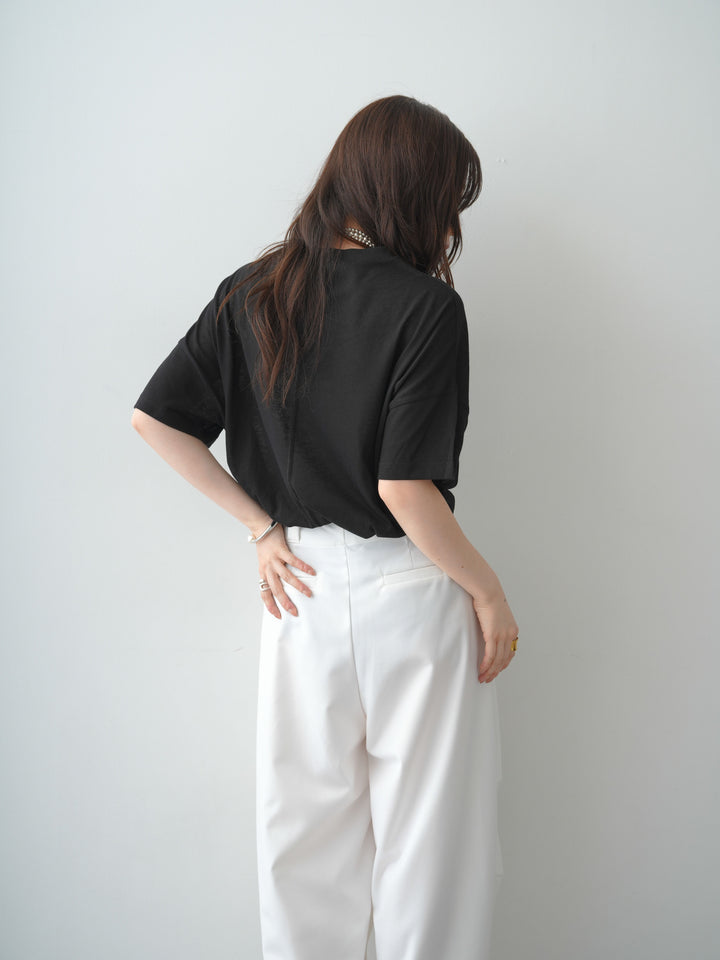 [SET]シアースラブロゴワイドTEE+ベルトループカーブタックワイドパンツ(2set)