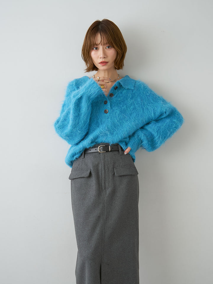 [SET]ヘンリーシャギーニットトップス+ヘンリーシャギーニットトップス(2set)