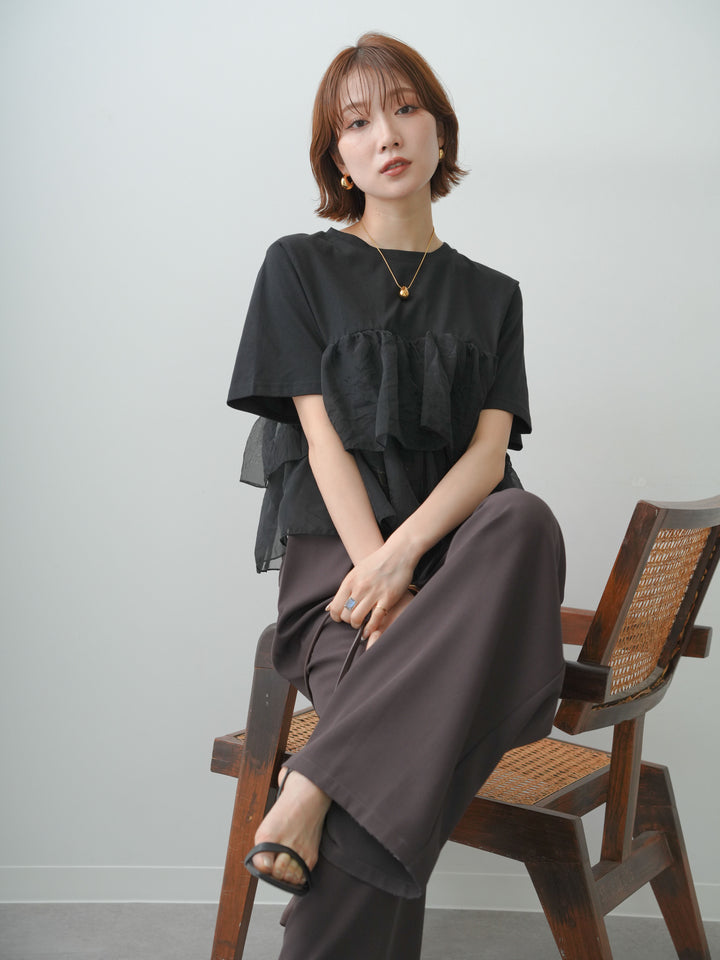 [SET]オーガンジーフリルドッキングTEE+選べるアクセセット(2set)