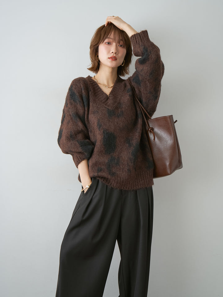 [予約]ダルメシアンオーバーニットプルオーバー/brown