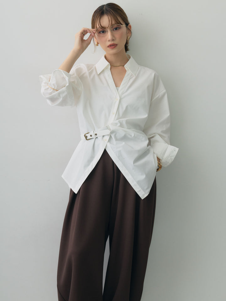 [SET]ベルテッドドレープシャツ+選べるアクセセット(2set)