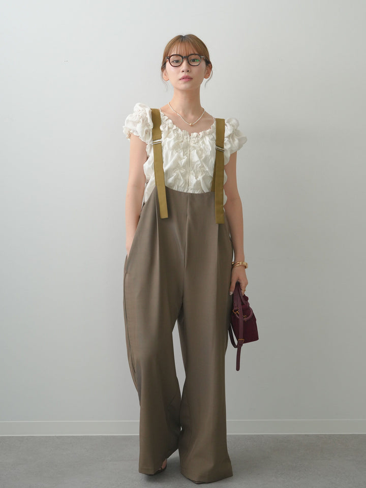 [SET]前後2wayドレープワイドオールインワン+選べるアクセセット(2set)