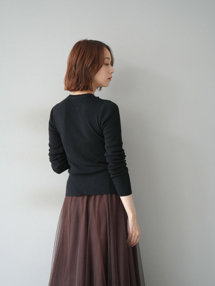 [予約]レイヤードデザインニットカーディガン/ブラック