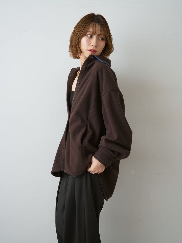 [SET]フリースパイピングシャツ+ツイルタックワイドパンツ(2set)