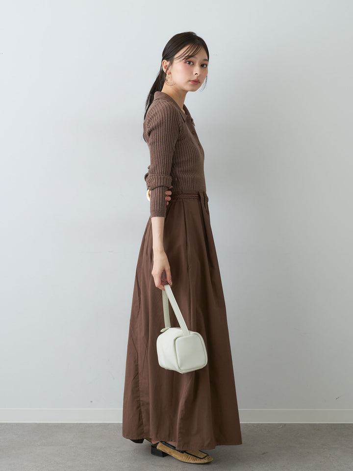 [予約]ニットコンビフレアワンピース/brown