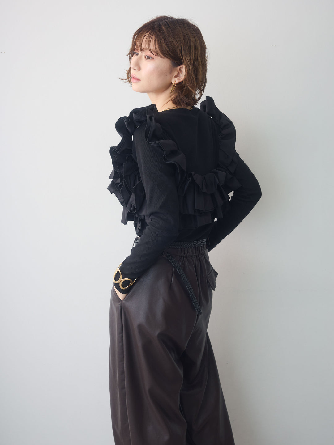 [予約]カットリブマルチWAYトップス/black