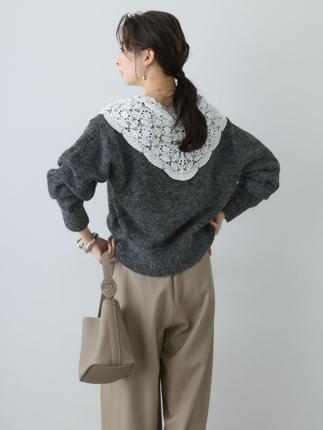 [SET]モヘアレースショールカラーカーディガン+モヘアレースショールカラーカーディガン(2set)