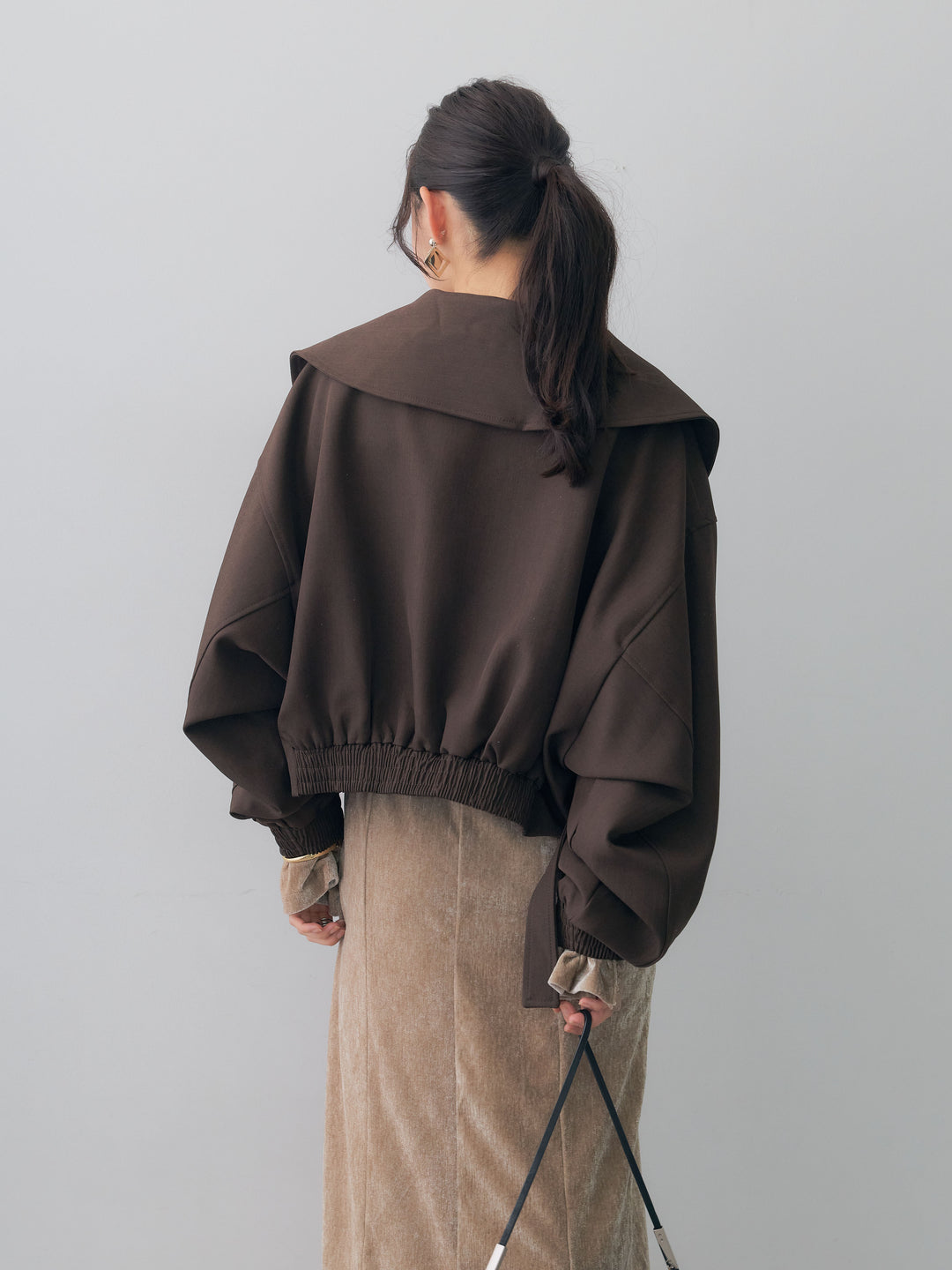[予約]ベロアレースドッキングオフショルワンピース/beige