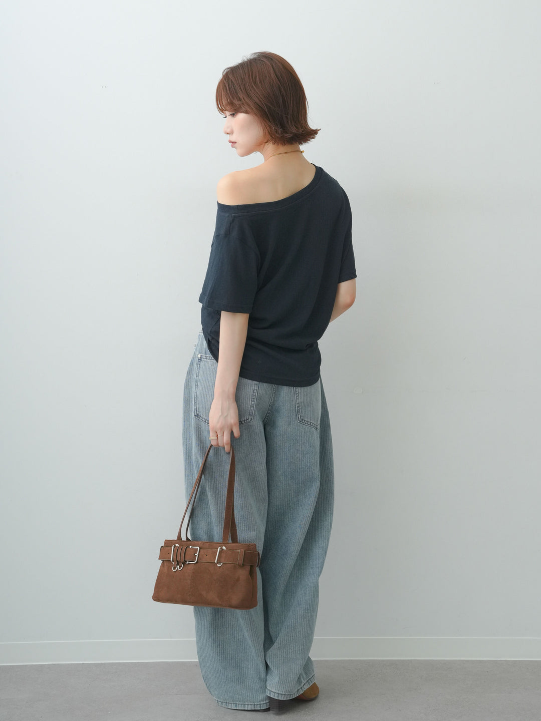 [SET]ワイドネックプリントTEE+ショルダータックノースリーブオーバーTEE(2set)