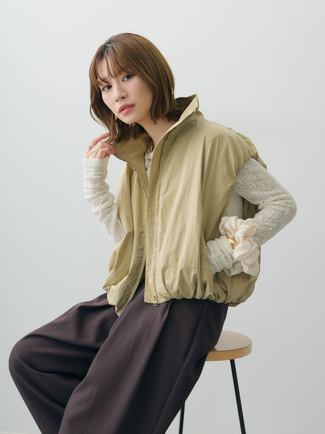 [SET]バルーンギャザーベスト+選べるアクセセット(2set)