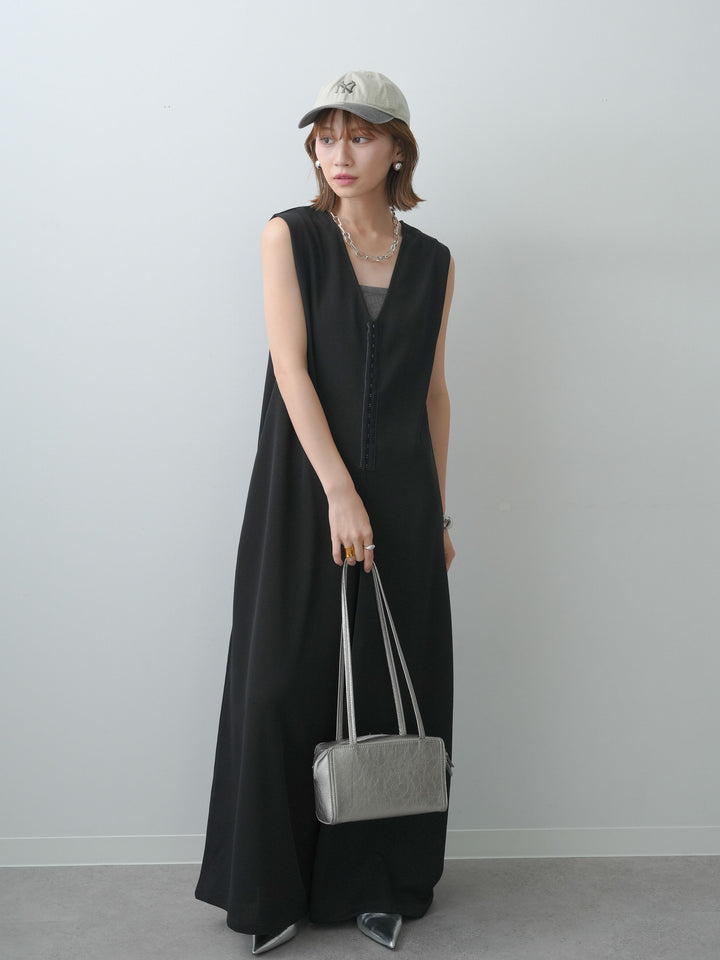 [予約]フロントホックルーズオールインワン/black