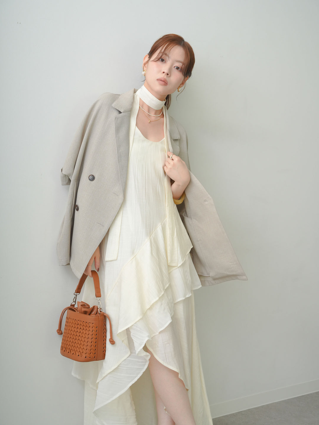 [予約]ラッフルヘムレイヤードキャミワンピース/white
