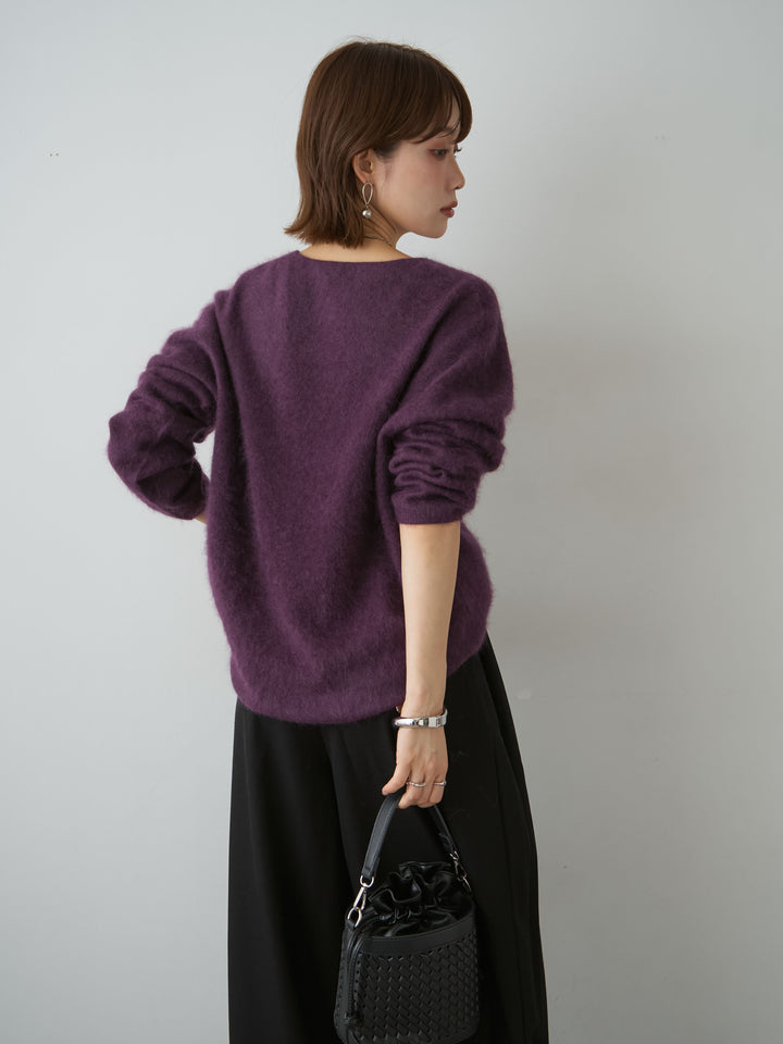 [SET]カシミア混フェザータッチVネックニットトップス+ニューベルトループワイドパンツ(2set)