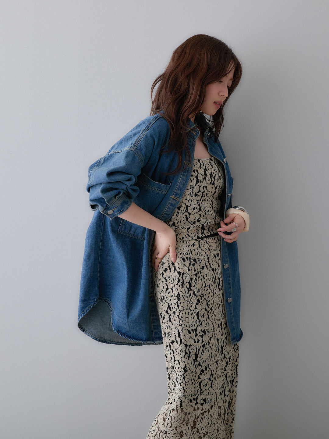 [予約]ビッグポケットデニムオーバーシャツ/denimblue