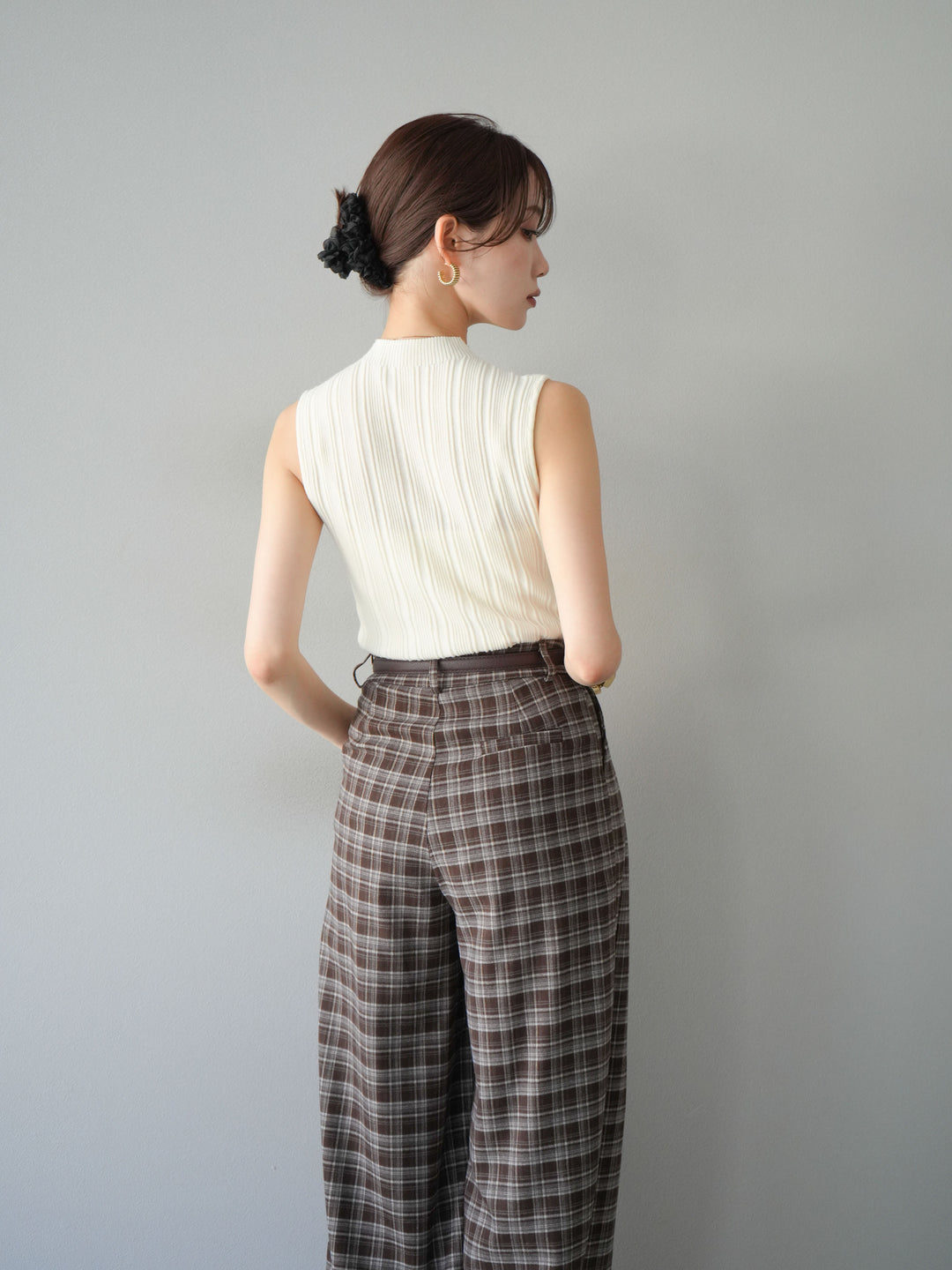 [予約]スリーブレスランダムリブニットトップス/アイボリー