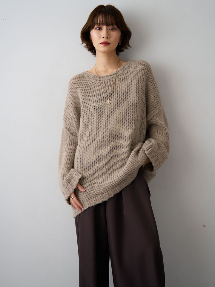 [予約]オーバーサイズドロップショルダーニットプルオーバー/beige