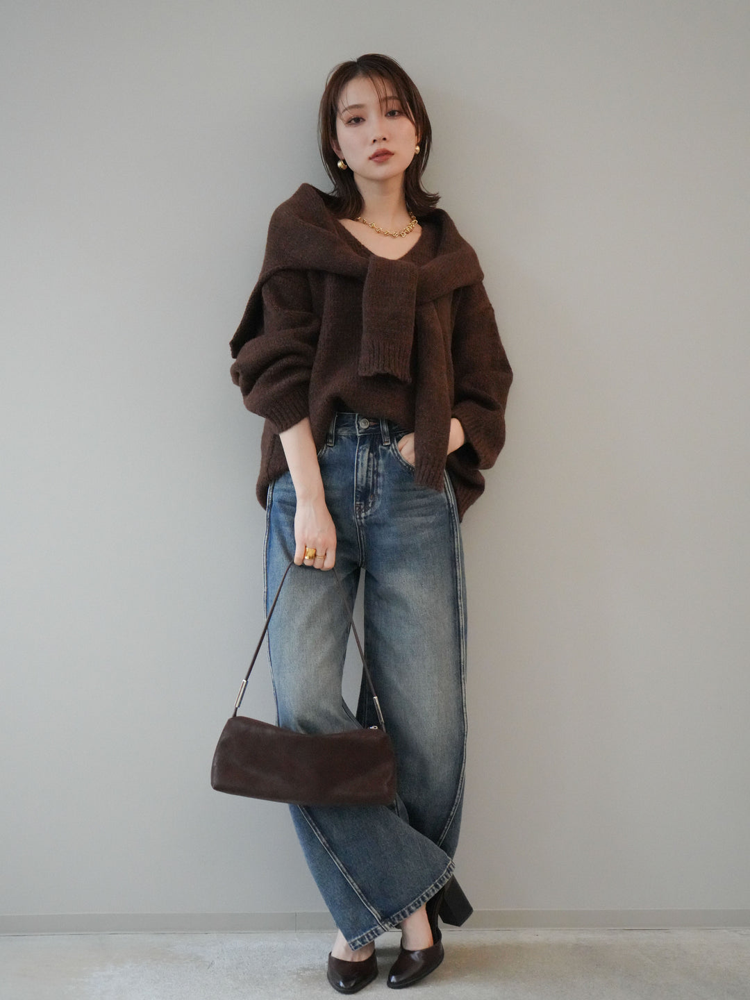 [予約]サイド切替カーブデニムパンツ/blue