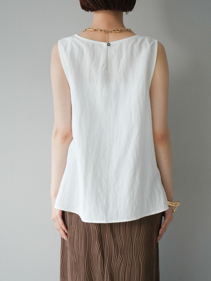 [予約]フロント巻きノースリーブブラウス/ホワイト