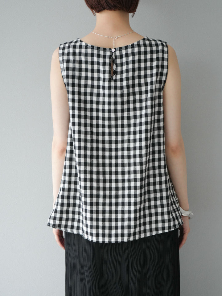 [予約]フロント巻きノースリーブブラウス/チェック