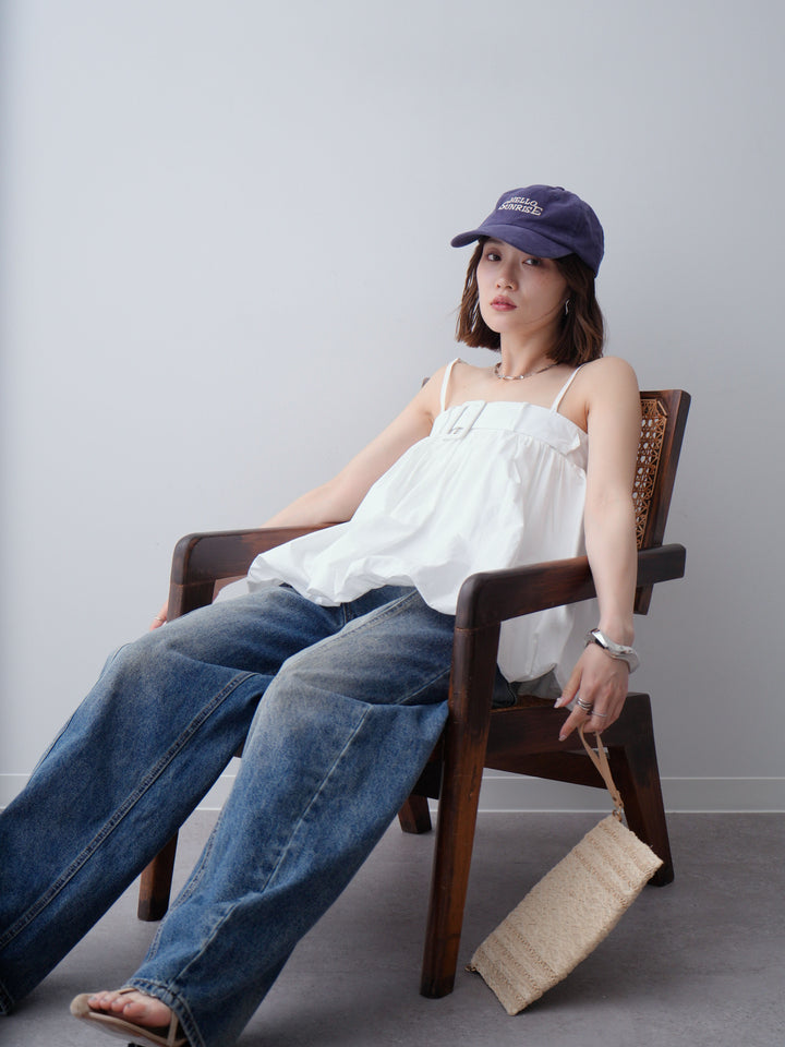 [予約]バックル付バルーンキャミトップス/white